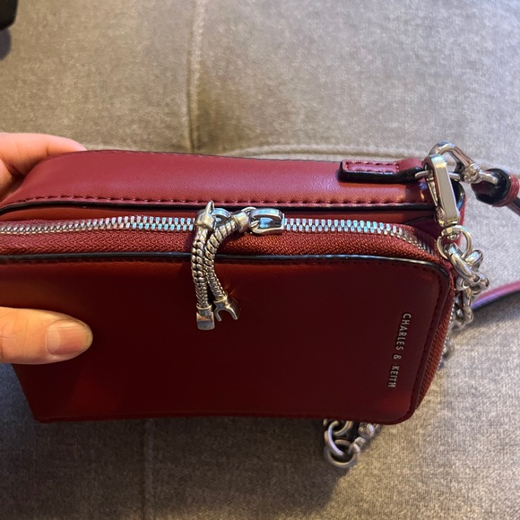 Charles & Keith Red Crossbody Bag with Robot Accent - Picture 2 of 6